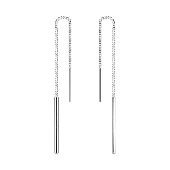 Wholesale Sterling Silver Thread Through Bar Earrings - JD5505