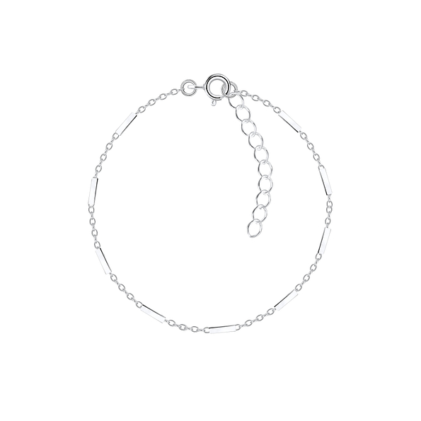 Wholesale 18cm Sterling Silver Cable Bar Bracelet With Extension - JD8754