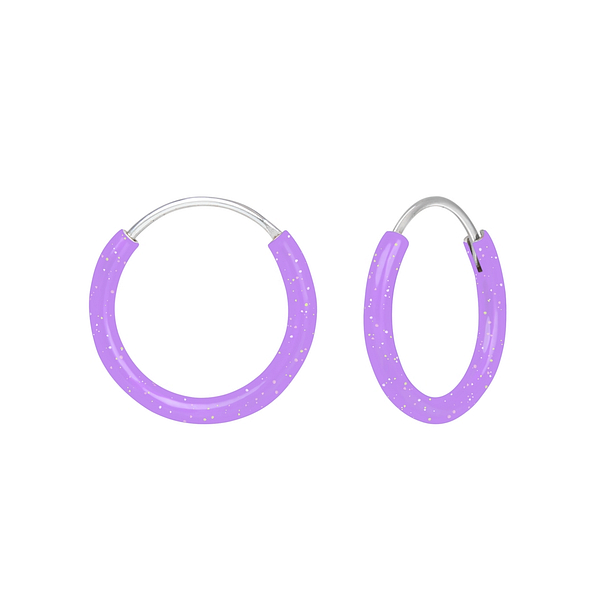 Wholesale Sterling Silver Light Purple Ear Hoops - JD1873