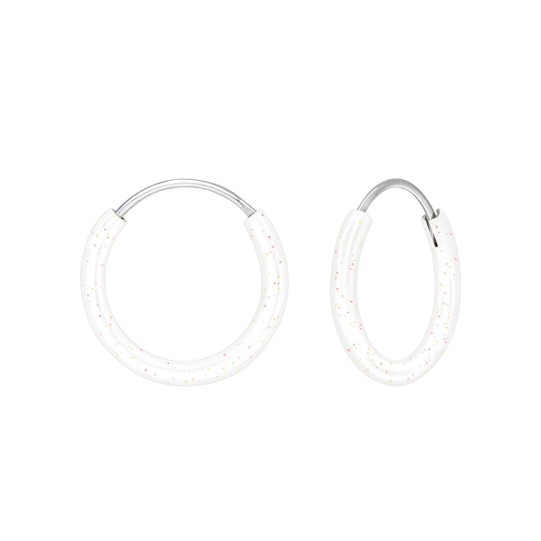 Wholesale Sterling Silver White Ear Hoops - JD1872