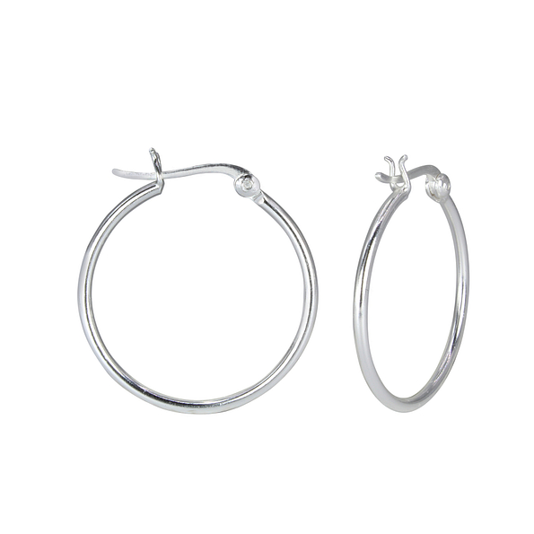 Wholesale 25mm Sterling Silver French Lock Hoops - JD1610