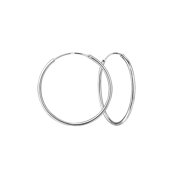 Wholesale 40mm Sterling Silver Thick Ear Hoops - JD4491