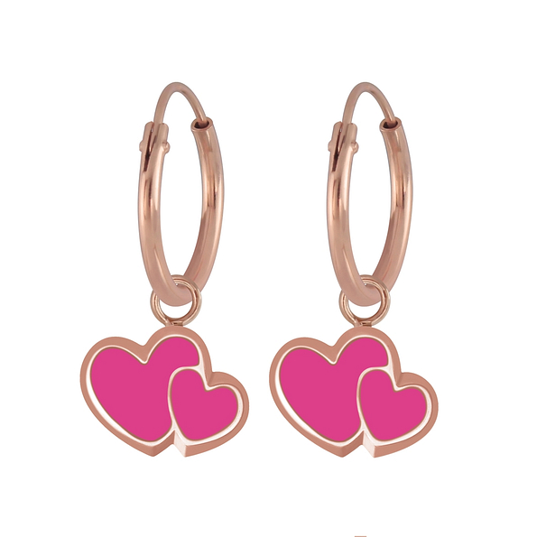 Wholesale Sterling Silver Heart Charm Ear Hoops - JD6757