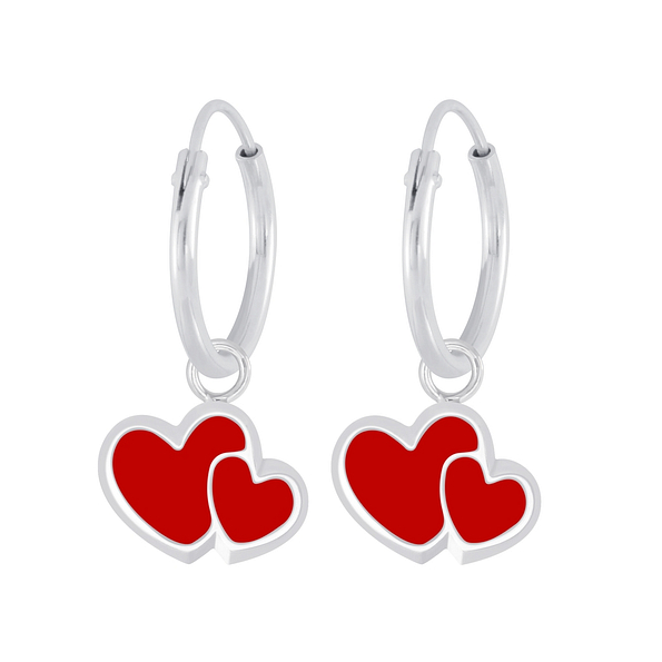 Wholesale Sterling Silver Heart Charm Ear Hoops - JD6221
