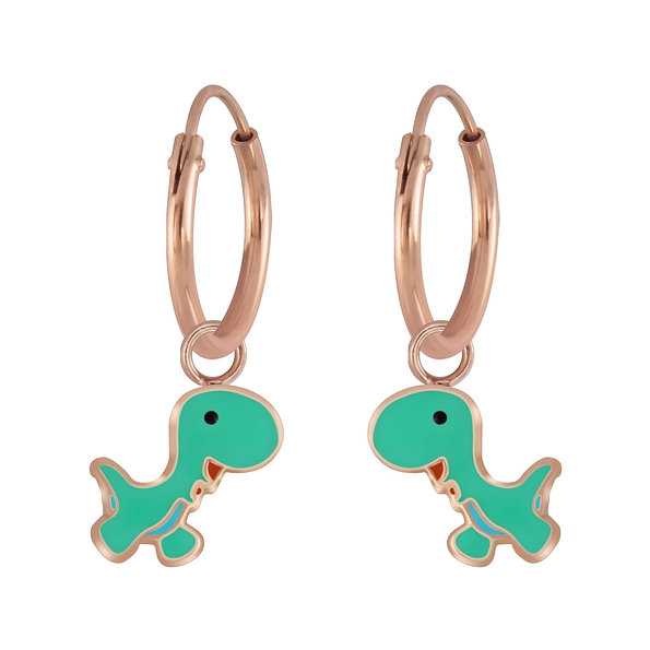 Wholesale Sterling Silver Dinosaur Charm Ear Hoops - JD6151