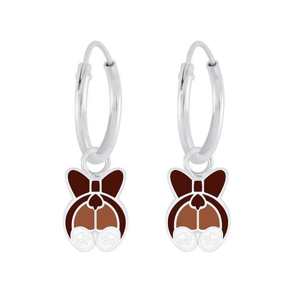 Wholesale Sterling Silver Dog Charm Ear Hoops - JD6049