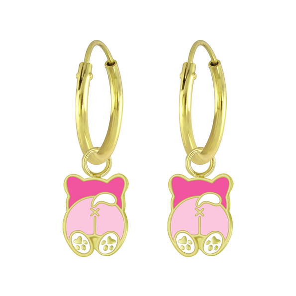 Wholesale Sterling Silver Dog Charm Ear Hoops - JD6785