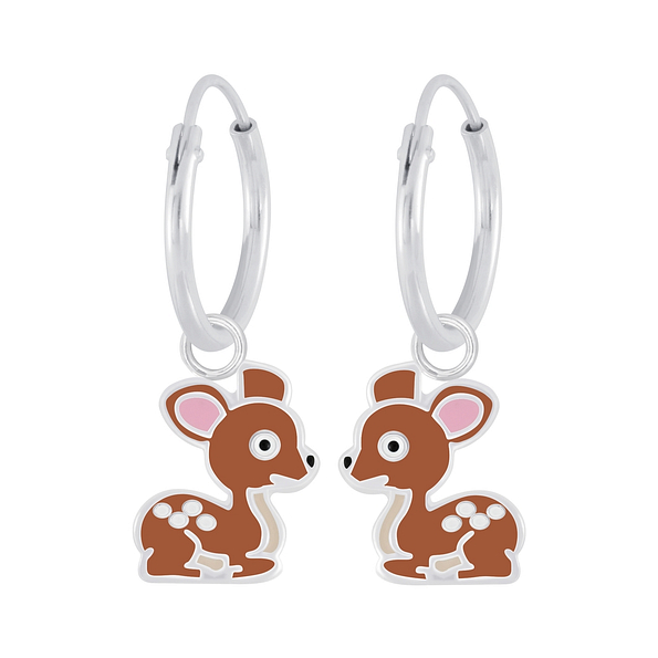 Wholesale Sterling Silver Deer Charm Ear Hoops - JD7314