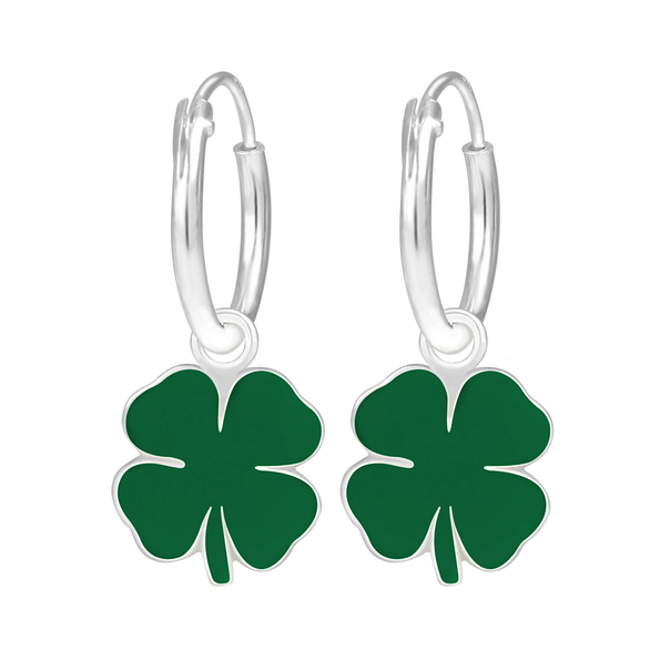 Wholesale Sterling Silver Clover Charm Ear Hoops - JD1808