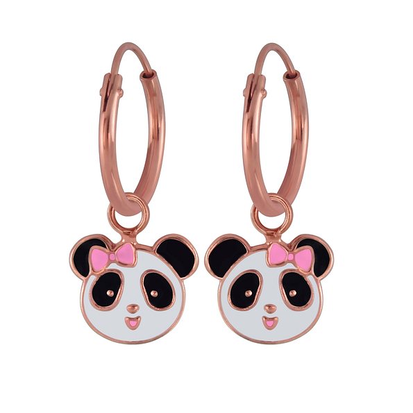 Wholesale Sterling Silver Panda Charm Ear Hoops - JD2982