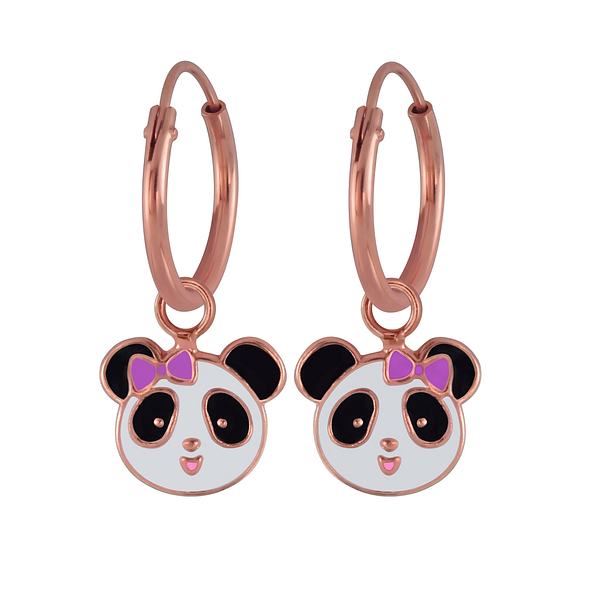 Wholesale Sterling Silver Panda Charm Ear Hoops - JD2978