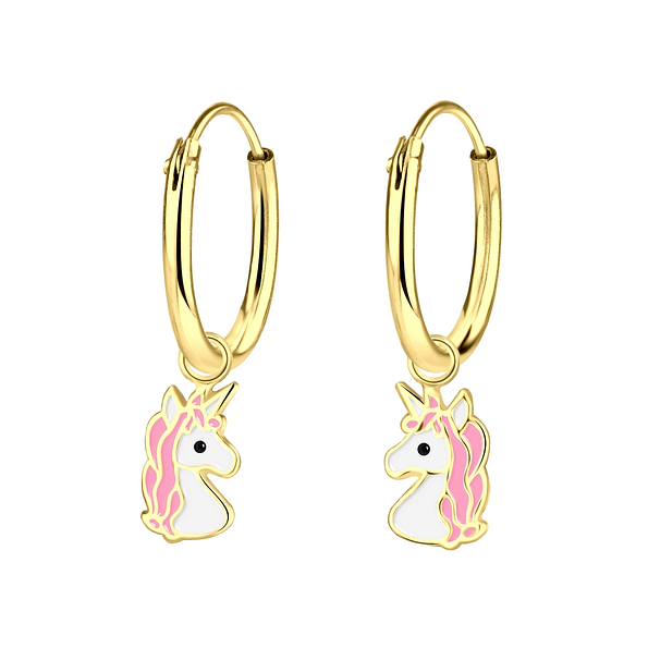 Wholesale Sterling Silver Unicorn Charm Ear Hoops - JD2434