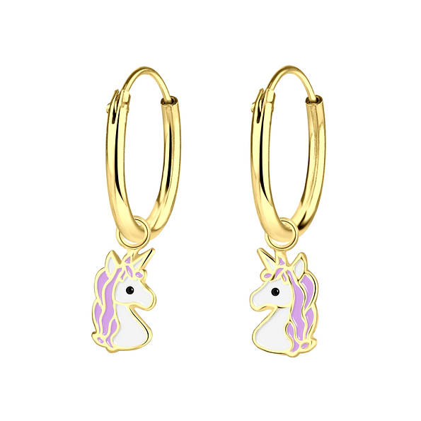 Wholesale Sterling Silver Unicorn Charm Ear Hoops - JD2430