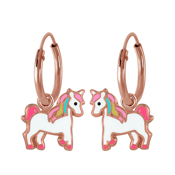 Wholesale Sterling Silver Unicorn Charm Ear Hoops - JD2391