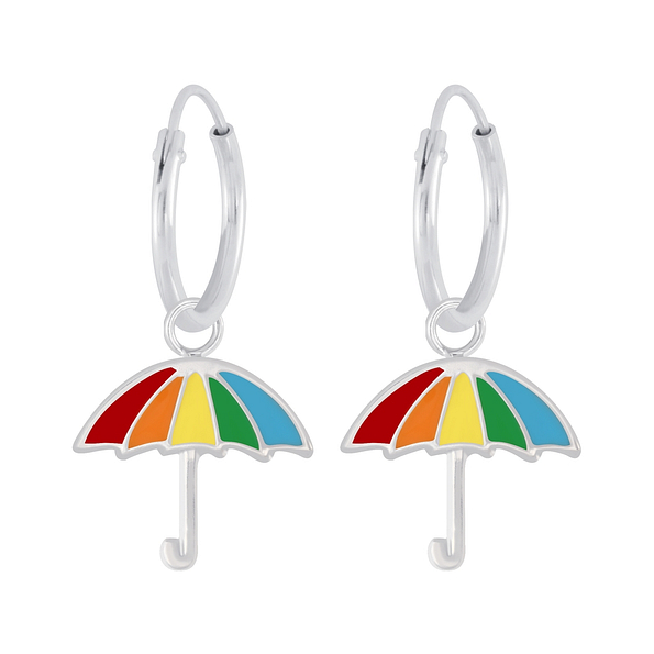 Wholesale Sterling Silver Umbrella Charm Ear Hoops - JD6269