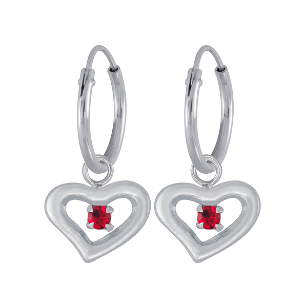 Wholesale Sterling Silver Heart Earrings Charm Hoop - JD4045