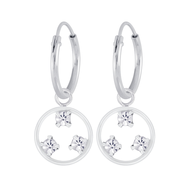 Wholesale Sterling Silver Circle Charm Ear Hoops - JD5008