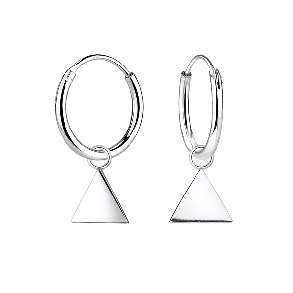 Wholesale Sterling Silver Triangle Charm Ear Hoops - JD6963