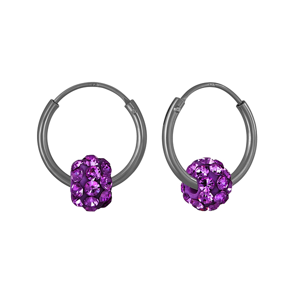 Wholesale Sterling Silver Crystal Ball Ear Hoops - JD5442