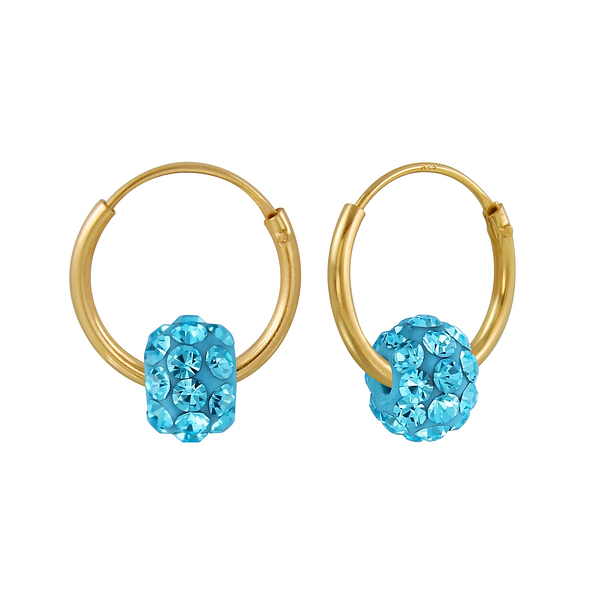 Wholesale Sterling Silver Crystal Ball Ear Hoops - JD2869