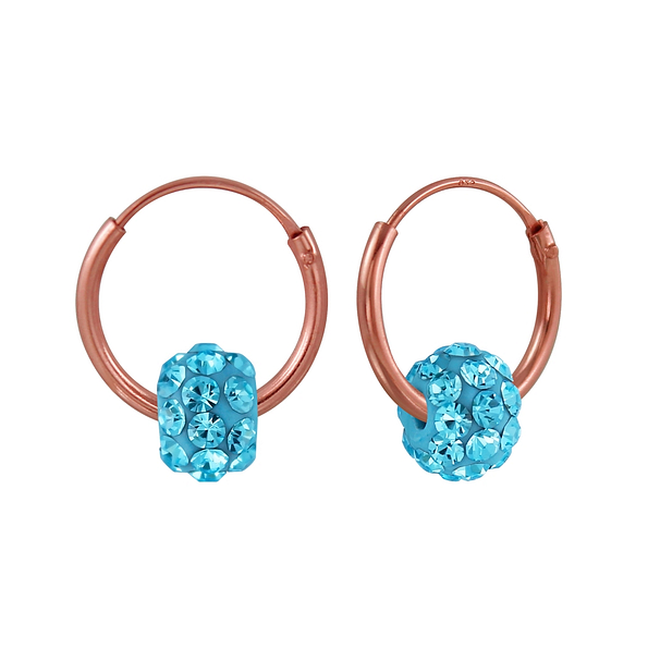 Wholesale Sterling Silver Crystal Ball Ear Hoops - JD2870