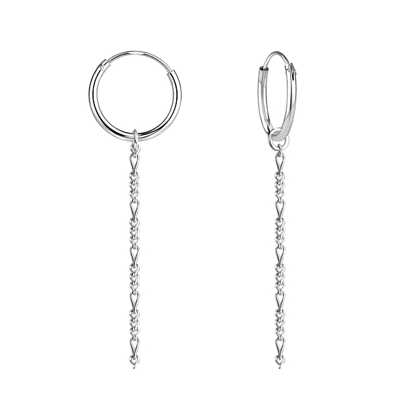 Wholesale Sterling Silver Figaro Chain Dangle Ear Hoops - JD8270