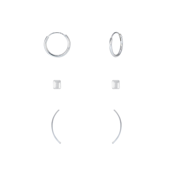 Wholesale Sterling Silver Minimal Earrings Set - JD7724