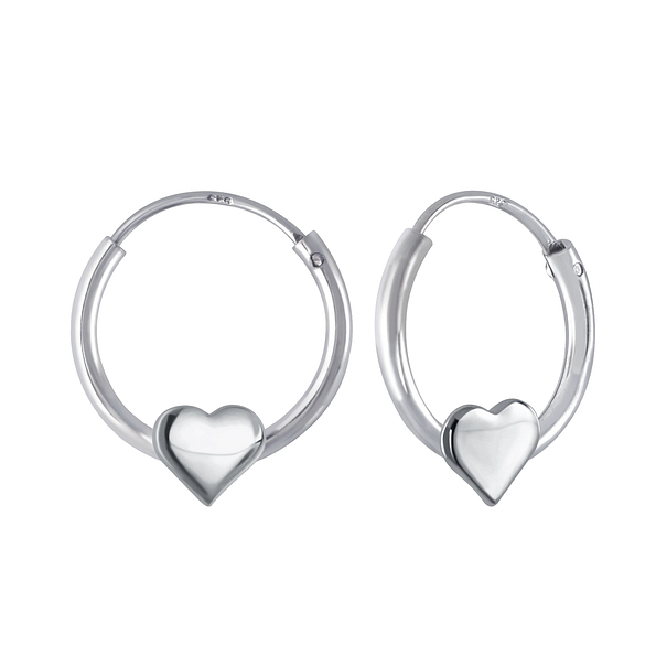 Wholesale Sterling Silver Heart Ear Hoops - JD2231