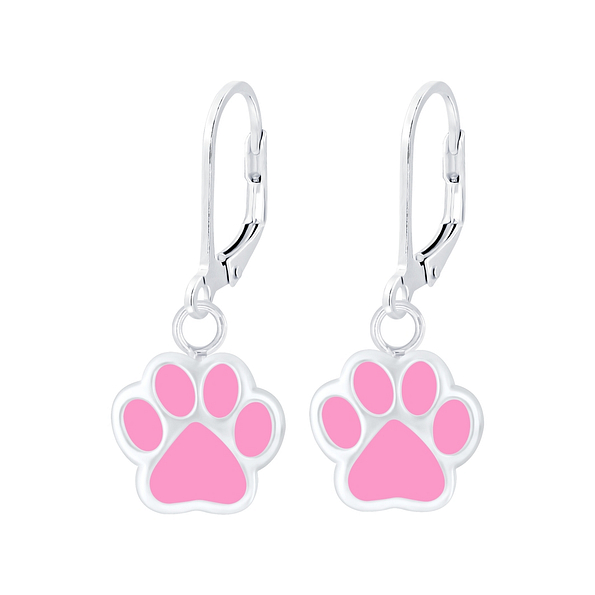 Wholesale Sterling Silver Paw Print Lever Back Earrings - JD7963