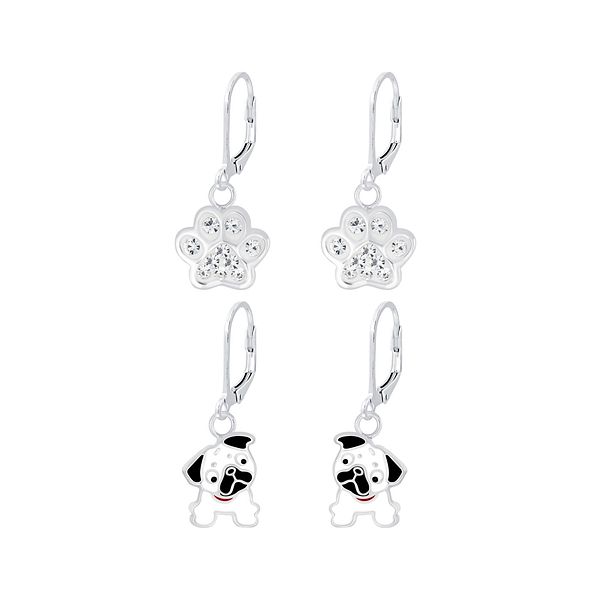 Wholesale Sterling Silver Dog Lovers Lever Back Earrings Set - JD8381