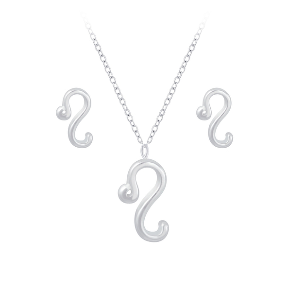 Wholesale Sterling Silver Leo Zodiac Sign Necklace and Ear Studs Set - JD7743