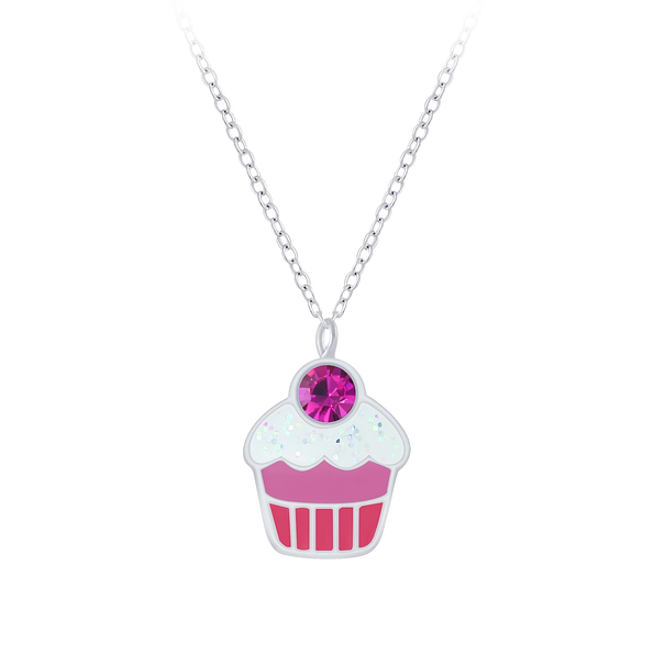 Wholesale Sterling Silver Cupcake Necklace - JD7392
