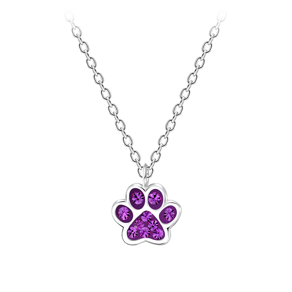 Wholesale Sterling Silver Paw Print Necklace - JD7196