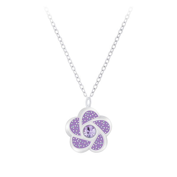 Wholesale Sterling Silver Flower Necklace - JD7389