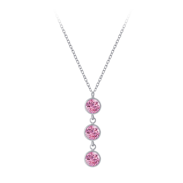 Wholesale Sterling Silver Round Cubic Zirconia Necklace - JD3427