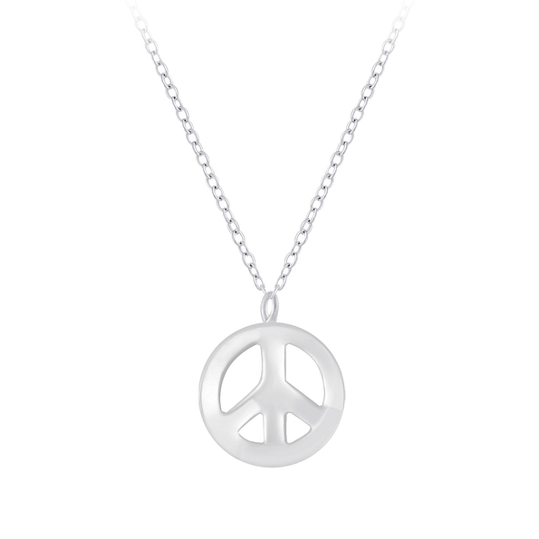 Wholesale Sterling Silver Peace Symbol Necklace - JD7166