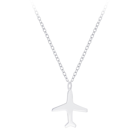 Wholesale Sterling Silver Airplane Necklace - JD7564