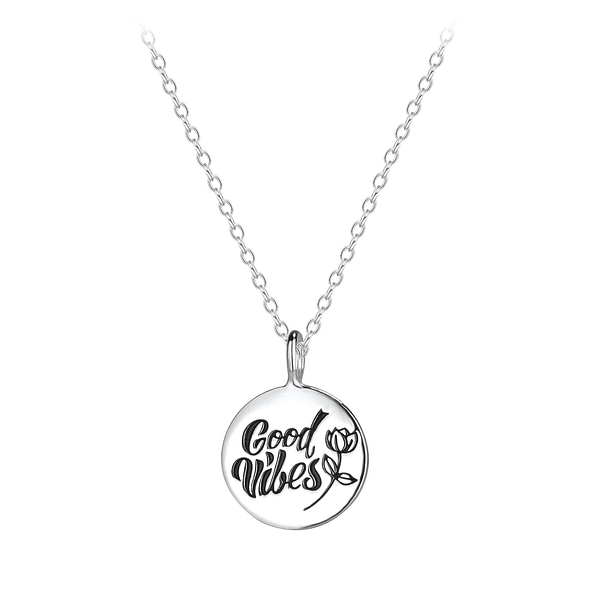 Wholesale Sterling Silver Good Vibes Necklaces - JD8105