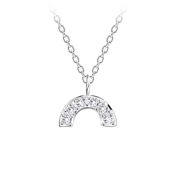 Wholesale Sterling Silver Rainbow Cubic Zirconia Necklace - JD9607