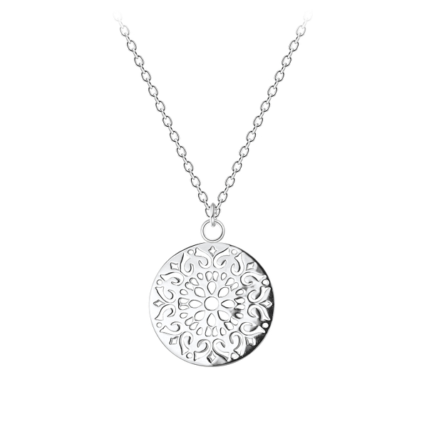 Wholesale Sterling Silver Round Filigree Necklace - JD8339