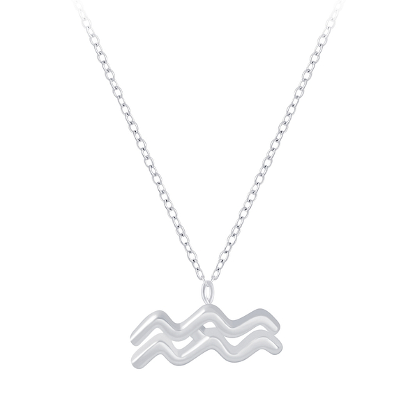 Wholesale Sterling Silver Aquarius Zodiac Sign Necklace - JD7048
