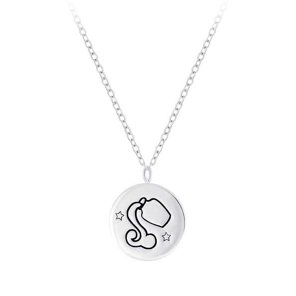 Wholesale Sterling Silver Aquarius Zodiac Sign Necklace - JD7818