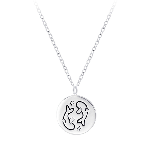 Wholesale Sterling Silver Pisces Zodiac Sign Necklace - JD7806