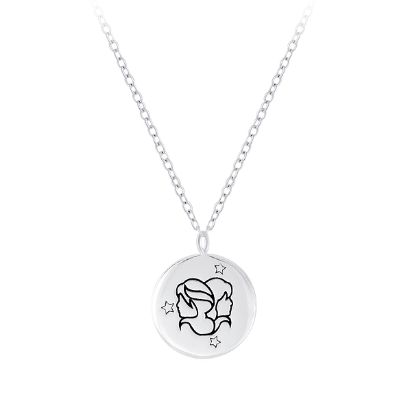 Wholesale Sterling Silver Gemini Zodiac Sign Necklace - JD7809