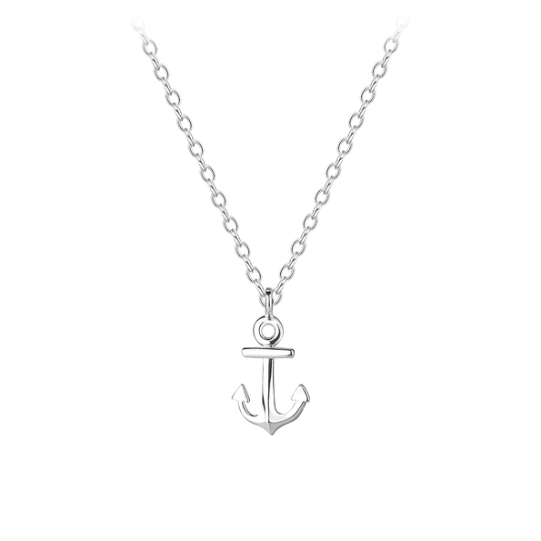 Wholesale Sterling Silver Anchor Necklace - JD8588