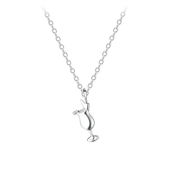 Wholesale Sterling Silver Cocktail Glass Necklace - JD8589