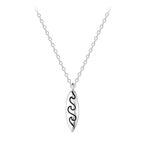 Wholesale Sterling Silver Surfboard Necklace - JD8597