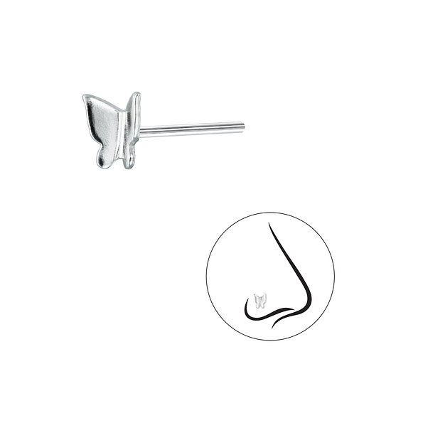 Wholesale Sterling Silver Butterfly Nose Stud - JD1575