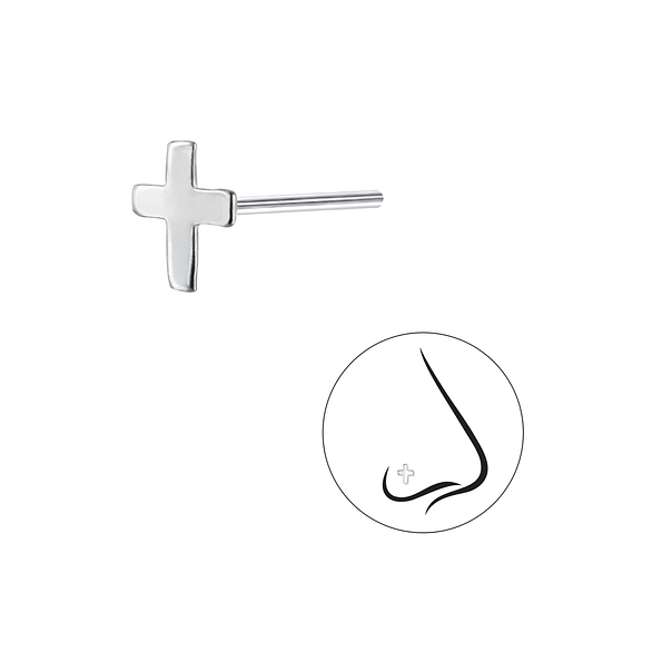 Wholesale Sterling Silver Cross Nose Stud - JD1578