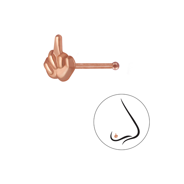 Wholesale Sterling Silver Middle Finger Nose Stud With Ball - JD3246